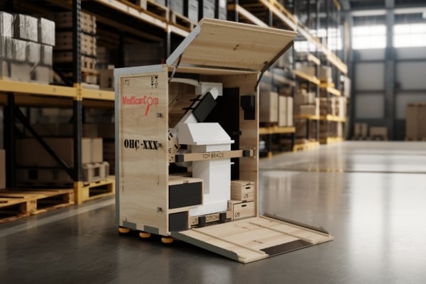 multi-material packaging crate for medical equipment