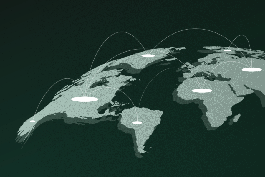 Map visualizing a global network