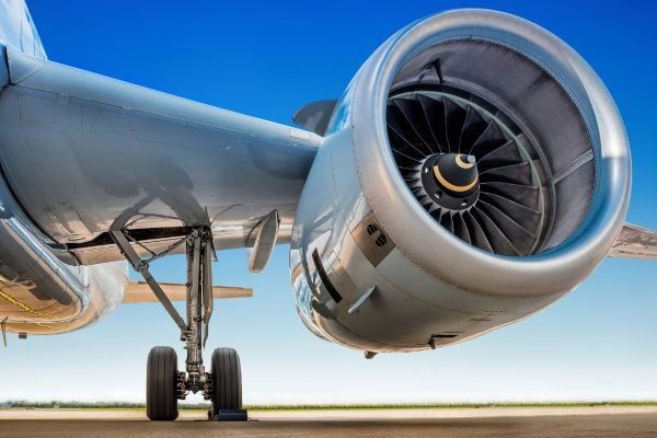 airplane wing with turbine