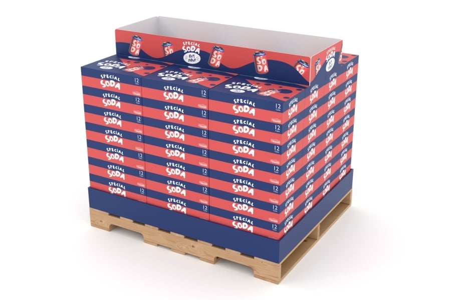 Pallet corrugated display with pallet skirt