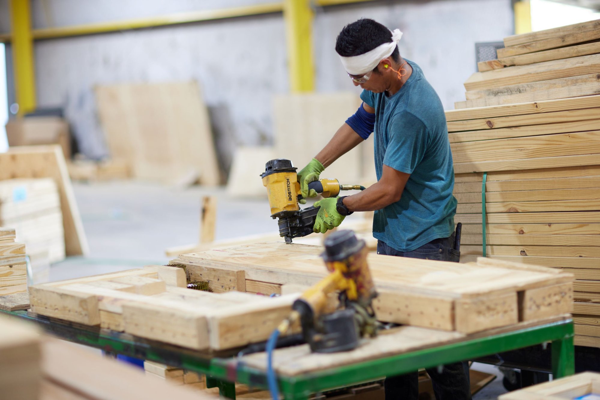 worker at packaging plant