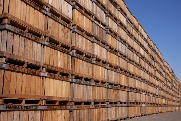 stacks of agriculture bins