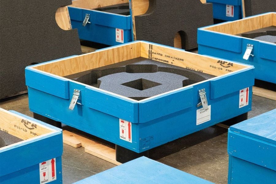 Aerospace crate with foam